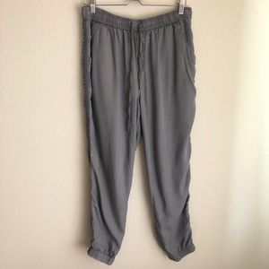 Knox Rose Gray Tencel Pull On Lounge Pants Embroidered Side Stripe Sz L